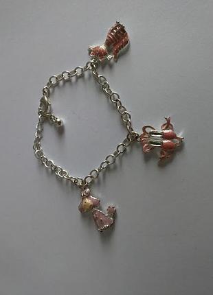 Браслет и цепочка с подвеской для девочки, фигурки с лакированным покрытием.