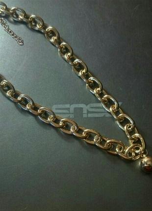 Крупная цепь колье ожерелье чокер шарик золотистое серебристое4 фото