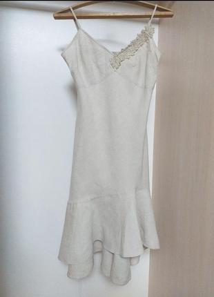 Льняний сарафан плаття з асиметричним низом1 фото