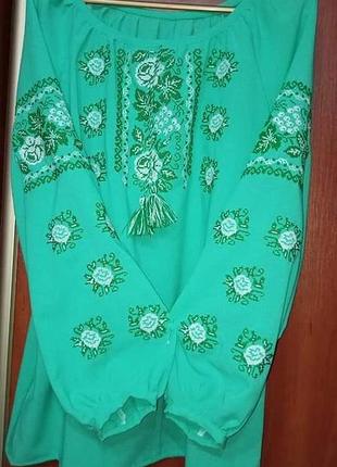 Синя шифонова вишиванка8 фото