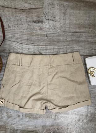 Короткі шорти бежеві трендові модні, стильні, красиві бавовна, льон лляні3 фото