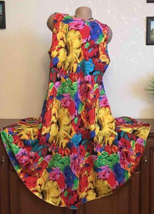 Яркое роскошное платье-сарафан натуральный штапель 48-64р9 фото