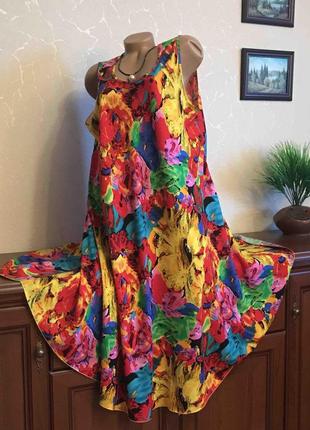 Яркое роскошное платье-сарафан натуральный штапель 48-64р2 фото