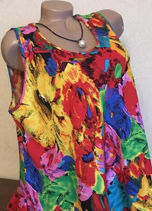 Яркое роскошное платье-сарафан натуральный штапель 48-64р6 фото