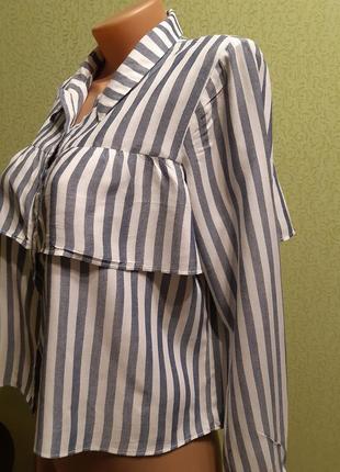Об'ємна сорочка блузка в смужку