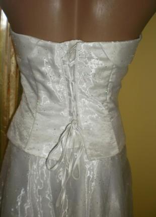 Ідеальне класичне весільне плаття костюм для стройняшки (корсeт шнуровка+довга максі юбка)6 фото