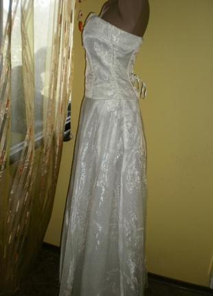 Ідеальне класичне весільне плаття костюм для стройняшки (корсeт шнуровка+довга максі юбка)3 фото