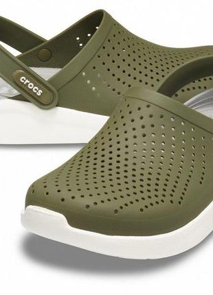 Кроксы crocs literide clog army оливковые / зеленые с серой стелькой green / white 36-452 фото