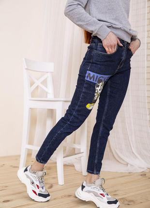 Женские темно-синие джинсы с микки маусом2 фото