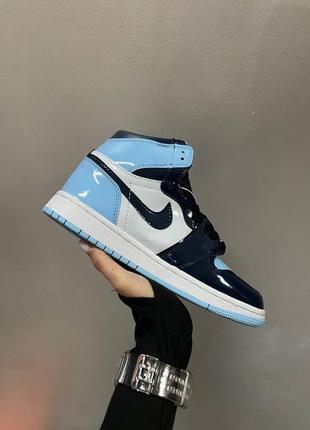 Nike air jordan 1 high og patent blue 💙 кроссовки женские найк джордан