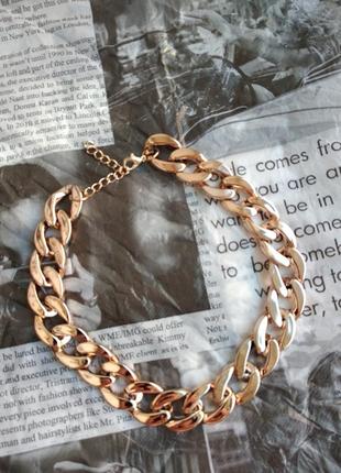 Ожерелье короткое чокер колье цепочка цепи золотистая ланцюжок2 фото