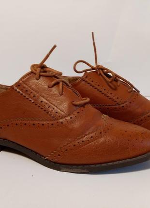 Классические туфли оксфорды теплого коричневого цвета2 фото