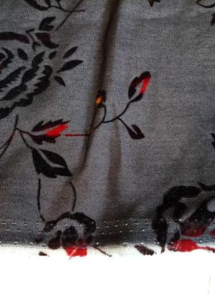 Шарф шаль платок с бархатным теснением цветочный узор3 фото