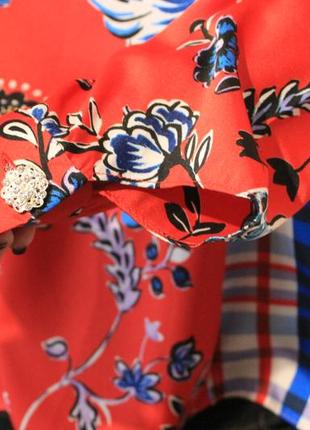 Шикарная блузка zara цветочный принт клетка размер l3 фото