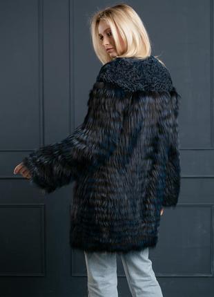 Шикарная шуба пальто финская чернобурка и каракульча новая коллекция3 фото