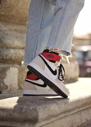 Jordan 1 smoke high grey/red кросівки кросівки