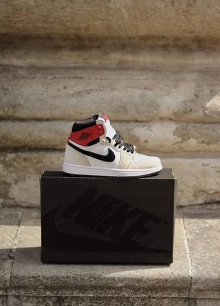 Jordan 1 high smoke grey/red кроссовки кросівки3 фото