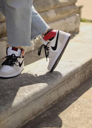 Jordan 1 high smoke grey/red кроссовки кросівки7 фото