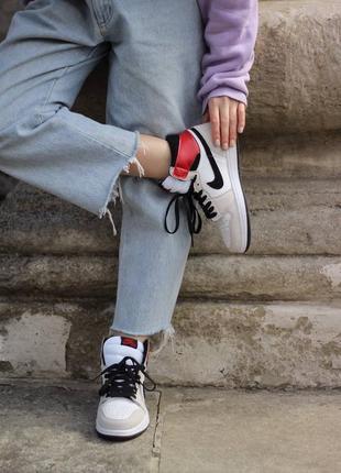 Jordan 1 high smoke grey/red кроссовки кросівки6 фото