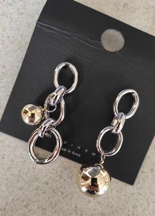 Сережки сережки біжутерія золото срібло підвіска ланцюг ланцюга куля прикраси2 фото