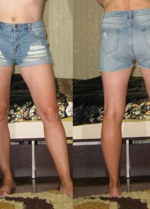 Модные высокие джинсовые шорты-рванки, размер 14 (наш 48-50)5 фото