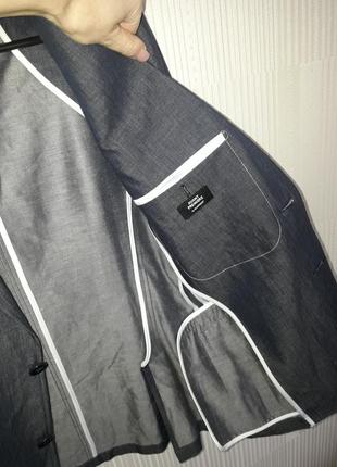 Стильный льняной пиджак( под джинсовку)4 фото
