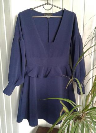 Актуальное мини платье бренда lost ink юбка трапеция рукав-парашют  широкий манжет р 10