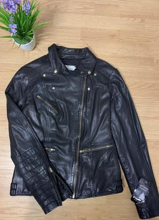 Callico куртка кожаная женская (косуха) стильная, черный цвет10 фото