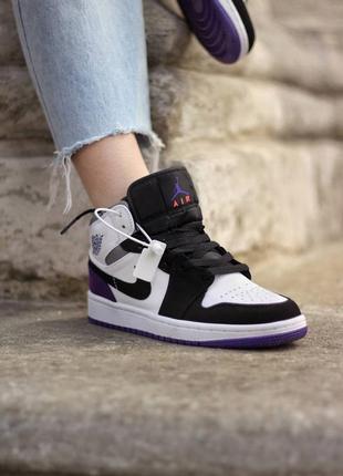 💜nike air jordan 1 mid purple 💜 (36рр - 45рр) крутые кроссовки найк джордан 1