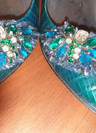 Туфлі жіночі зелені нарядні4 фото