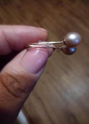 Срібні сережки з натуральним ліловим перлами, позолота 18к5 фото