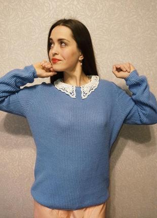 Savida lка светр акрил блуза кофточка воротнічок з перлами ажурний воріт!3 фото