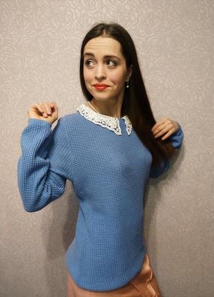 Savida lка светр акрил блуза кофточка воротнічок з перлами ажурний воріт!4 фото