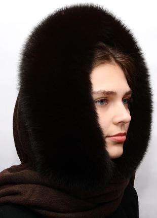 Женский капюшон из меха песца