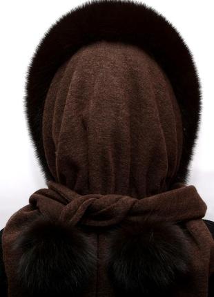 Женский капюшон из меха песца