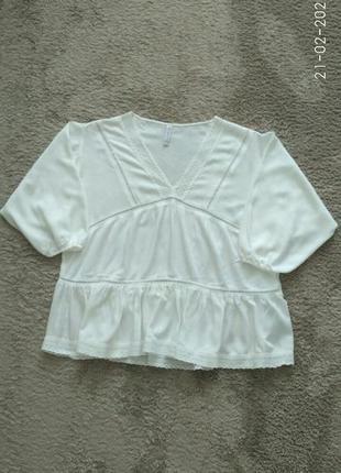 Біла блуза amisu з мереживом  oversize p.xs, s, m2 фото
