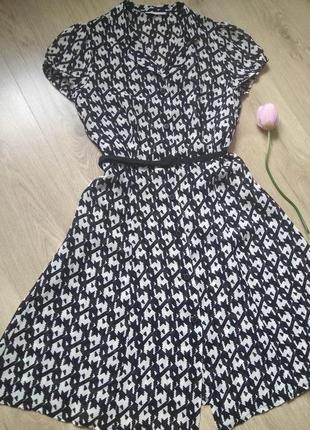 Актуальне літнє плаття в "гусячу лапку"/чорно-біле плаття-халат m&s з рукавчиками3 фото