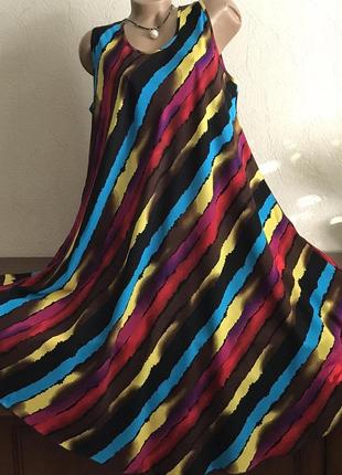 Роскошное яркое платье-сарафан натуральный штапель 48-64р3 фото