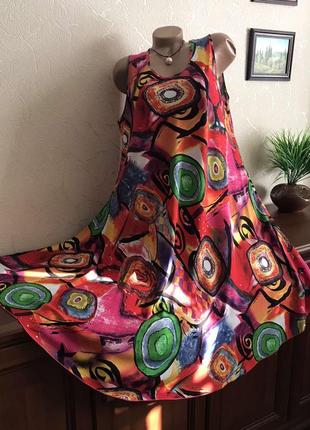 Яркое роскошное платье-сарафан натуральный штапель 48-64р4 фото