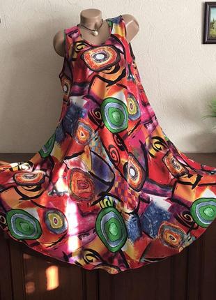 Яркое роскошное платье-сарафан натуральный штапель 48-64р3 фото