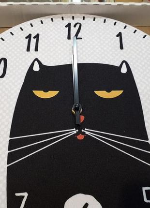 Часы настенные круглые чёрный кот 36 см (chr_p_20a026)3 фото