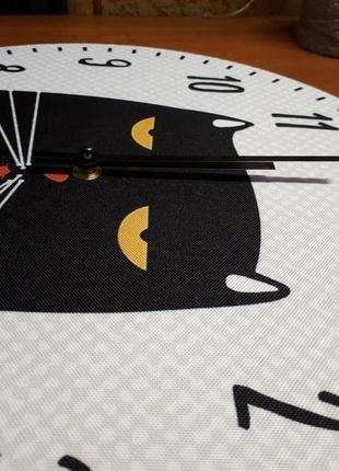 Часы настенные круглые чёрный кот 36 см (chr_p_20a026)4 фото