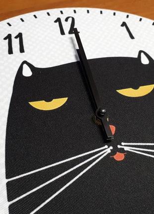 Часы настенные круглые чёрный кот 36 см (chr_p_20a026)7 фото