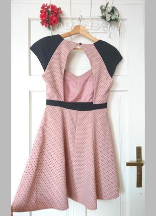 Стильна пудрова сукня/платье/плаття в горошок з вирізом на спинці miss selfridge, на р. м5 фото