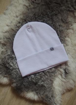 Однотонна шапка трикотажна з заворотом дівчинці