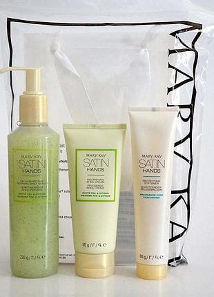 Догляд за руками набір satin hands білий чай і цитрус мері кей, mary kay