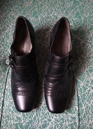 Под винтаж кожаные 💢 туфли tamaris лоферы на низком устойчивом каблуке2 фото