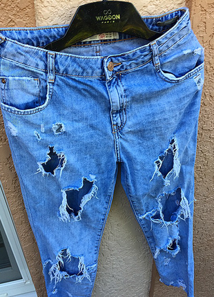 Рваные джинсы zara/котоновые джинсы/светлые брюки с потертостями/бойфренд с дырками