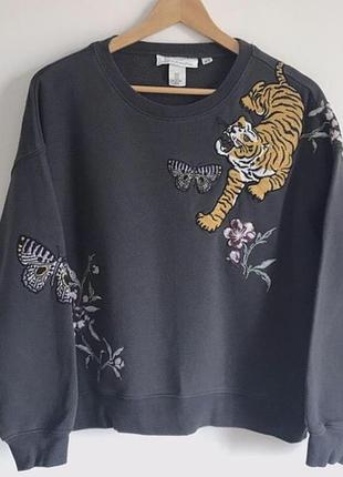 Свитшот свитер с тигром h&m