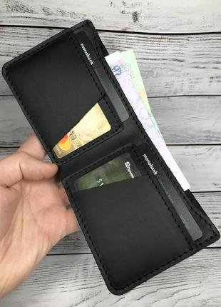 Кожаный бумажник “norwich” чёрный.3 фото